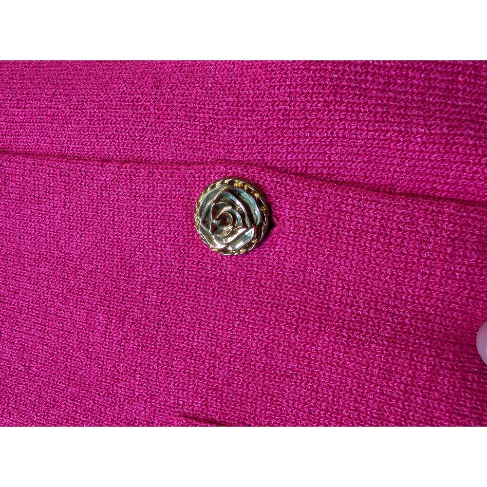 Laura by Alyzia Vintage 2Pc Knit Skirt Suit Womens 4 Pink Gold Button; Vintage - Picture 10 of 12